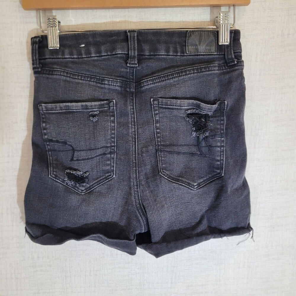 American Eagle Jean Shorts Womens 4 Curvy Super Hi Rise Shortie Denim Button Fly - Picture 2 of 9